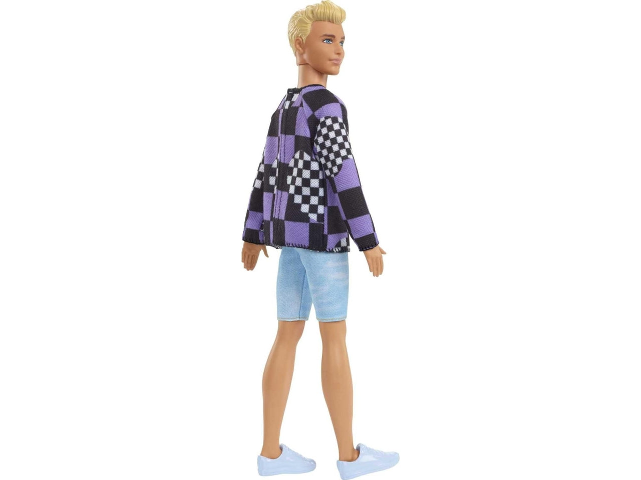 Ken fashionistas con maglione a quadri e jeans, 30 cm per bambini da 3+ anni, Barbie Mattel
