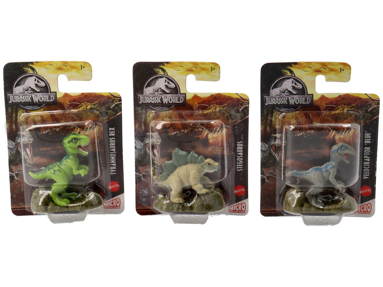 Dinosauro Jurassic World micro collection Mattel - 6 figure assortite - Plastica - Multicolor - 3+ - Scatola con vetrina - Dimensioni 5,5x4,5x2,5 cm - Tyrannosaurus Rex, Velociraptor Blue, Ankylosaurus, Indominus Rex, Carnotaurus, Stegosaurus