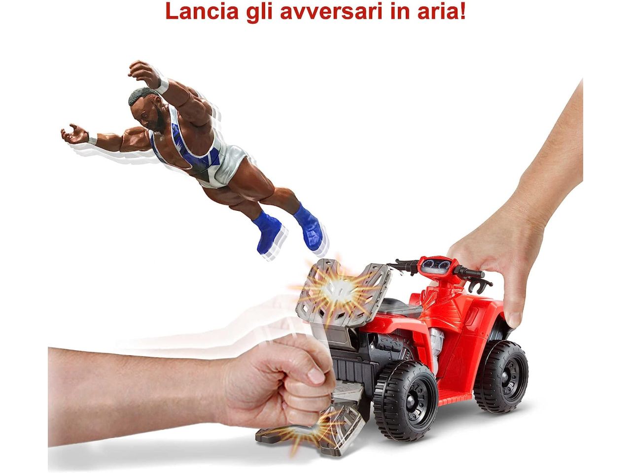 World wrestling entertainment wwe  wrekkin' veicolo slam n spin atv con personaggio big e snodato con accessori