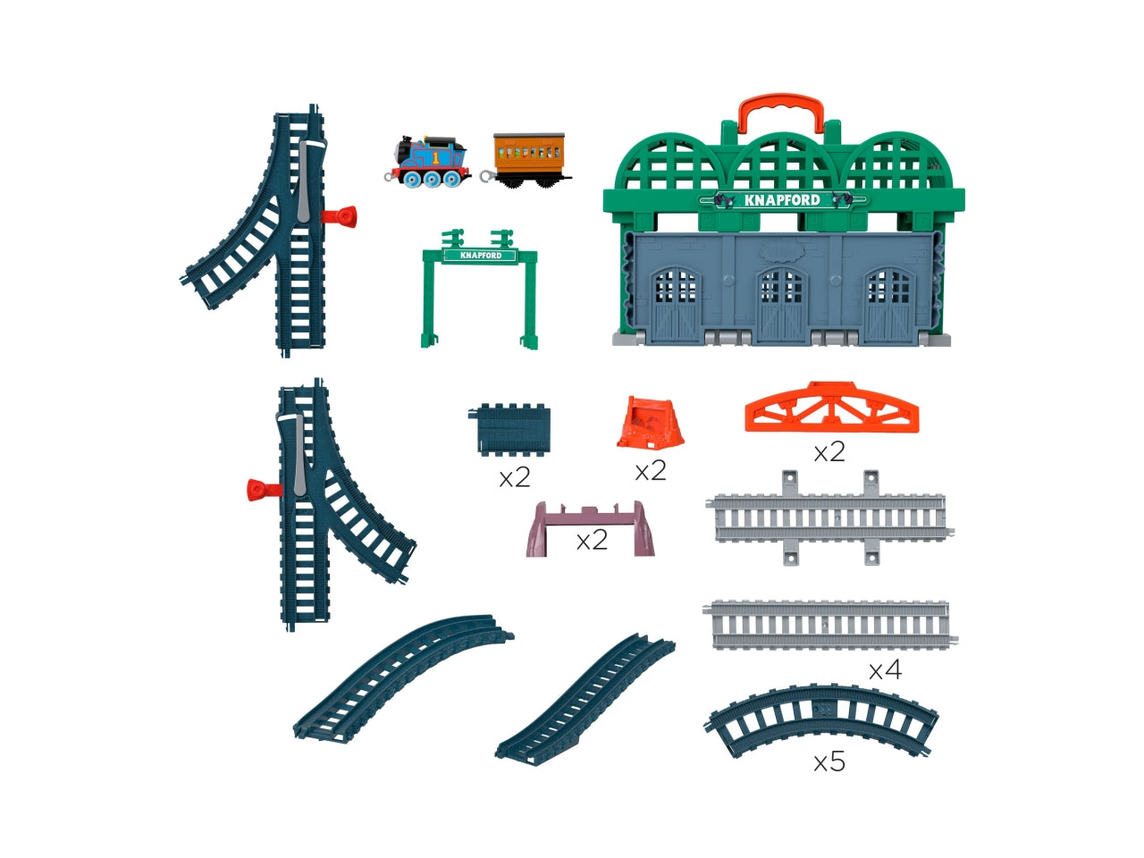 Thomas & Friends, Il Trenino Thomas, Stazione di Knapford pista con Playset 2 in 1 e Valigetta, Giocattolo per Bambini 3+ Anni - Mattel