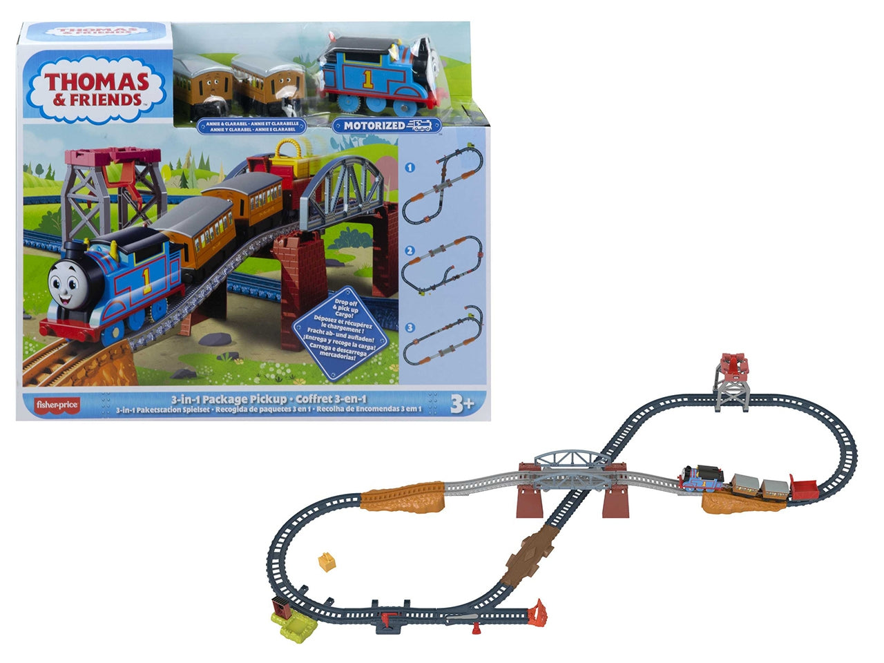 Playset con trenini Il Trenino Thomas Fisher-Price Thomas & Friends 3-in-1 Package Pickup, giocattolo per bambini 3+ anni - Mattel