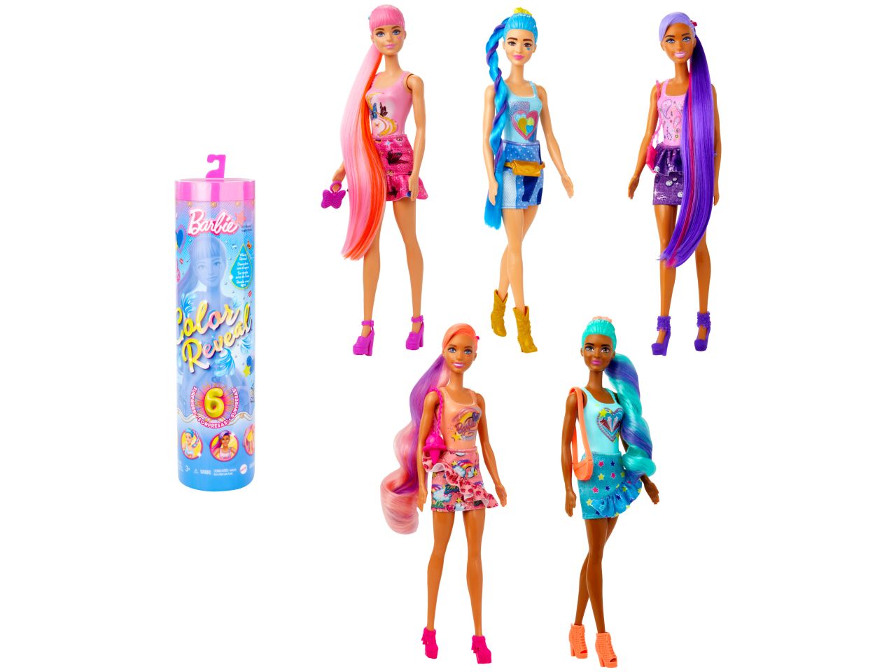 Fashion doll mattel barbie color reveal serie jeans in modelli assortiti