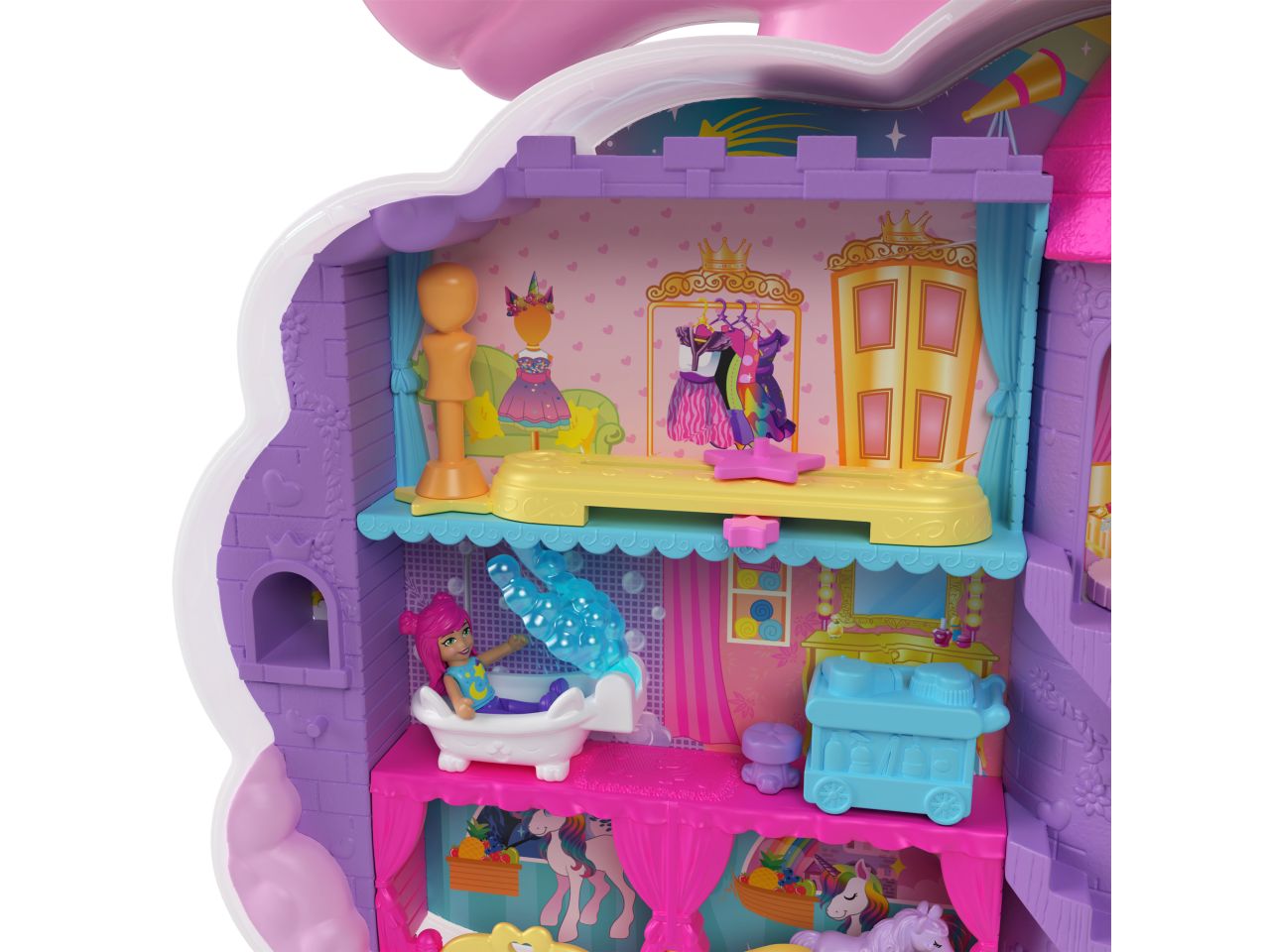 Mattel polly pochet unicorno arcobaleno salone di bellezza