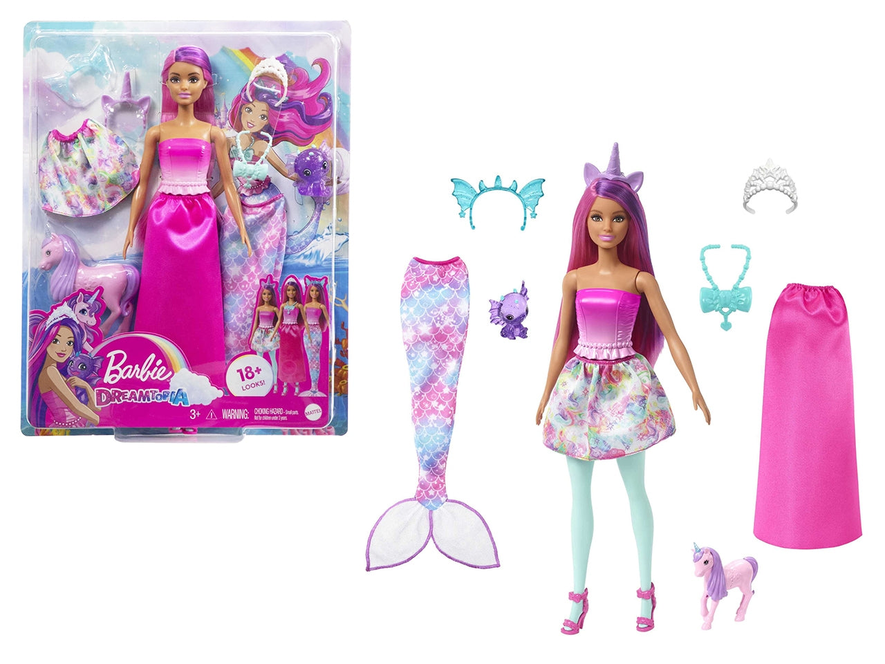 Barbie Bambola E Cuccioli Fantasy | Bambola Da Vestire | Gonna E Coda Da Sirena | Mattel