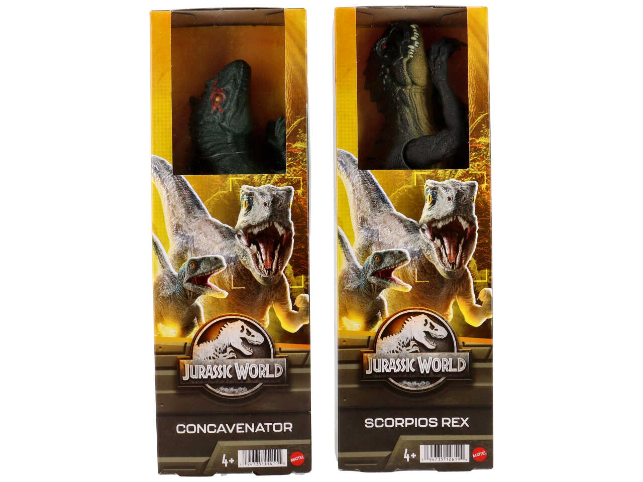 Dinosauro Jurassic World Mattel, 30 cm - 4 figure assortite | Multicolor, plastica, età 3+, scatola con vetrina Scorpios Rex, Proceratosaurus, Indoraptor, Concavenator