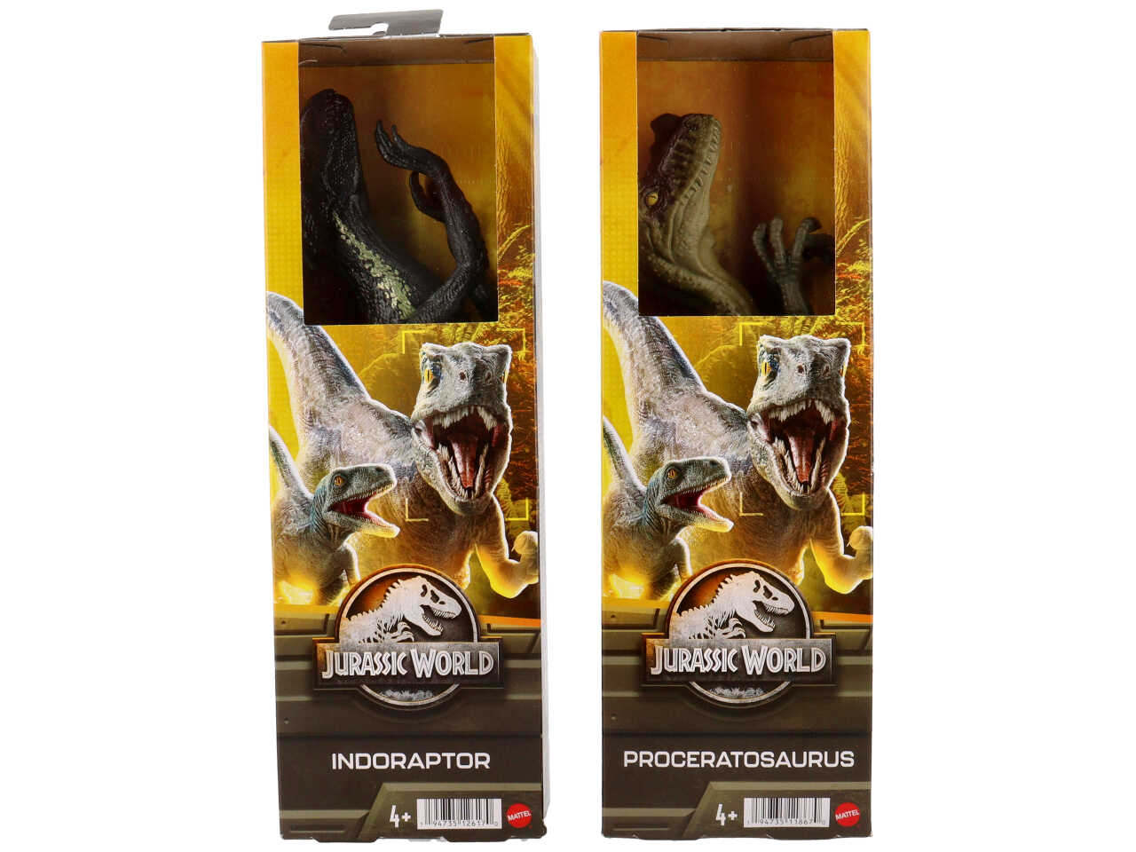 Dinosauro Jurassic World Mattel, 30 cm - 4 figure assortite | Multicolor, plastica, età 3+, scatola con vetrina Scorpios Rex, Proceratosaurus, Indoraptor, Concavenator