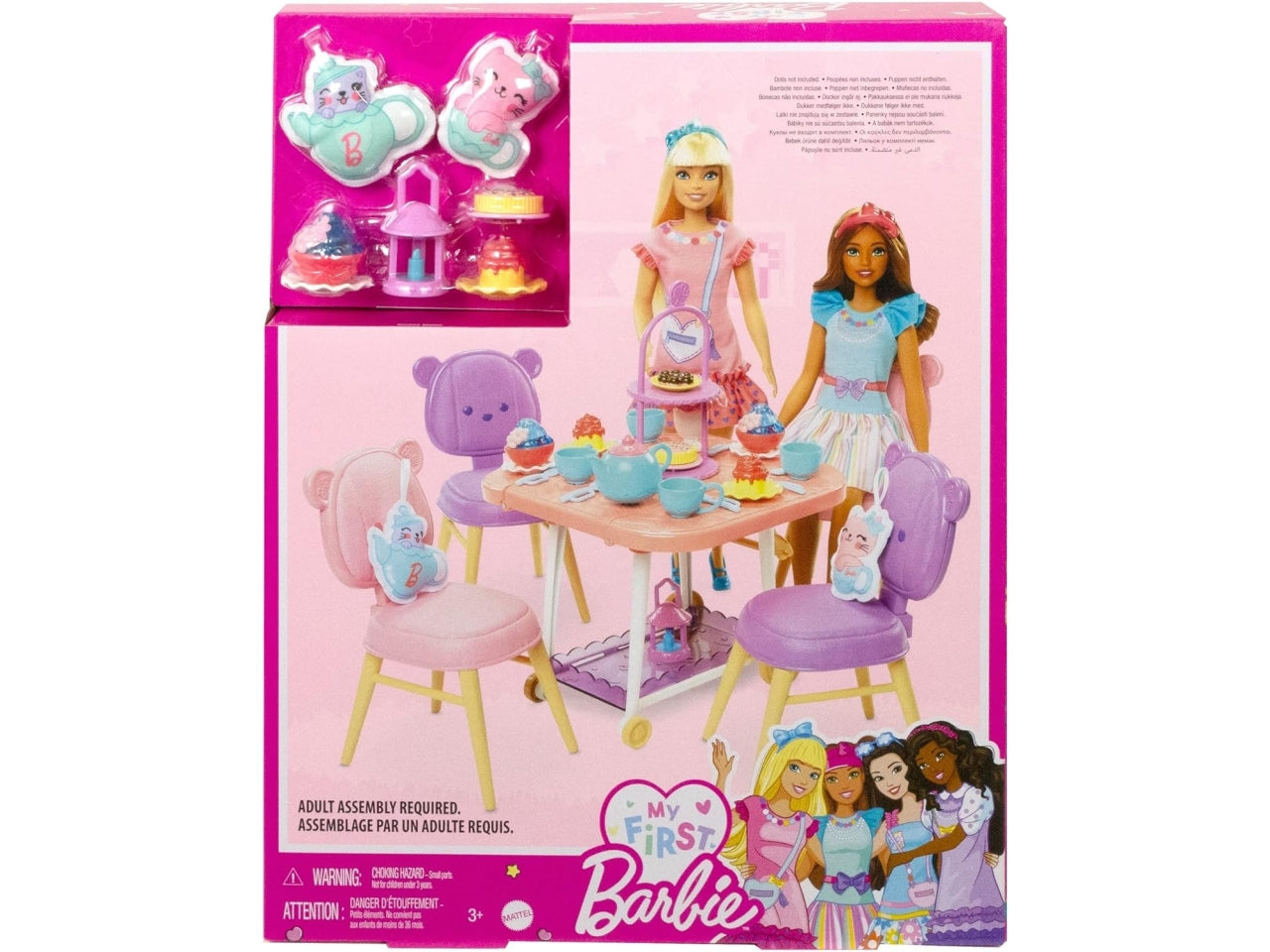 Barbie My First Tea Party, carrellino con sedie e accessori per bambini dai 3+ anni, Mattel