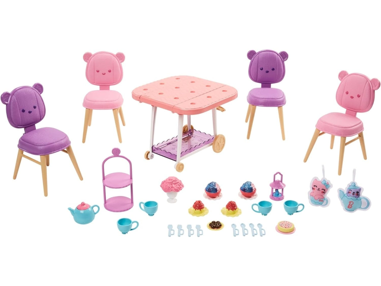 Barbie My First Tea Party, carrellino con sedie e accessori per bambini dai 3+ anni, Mattel