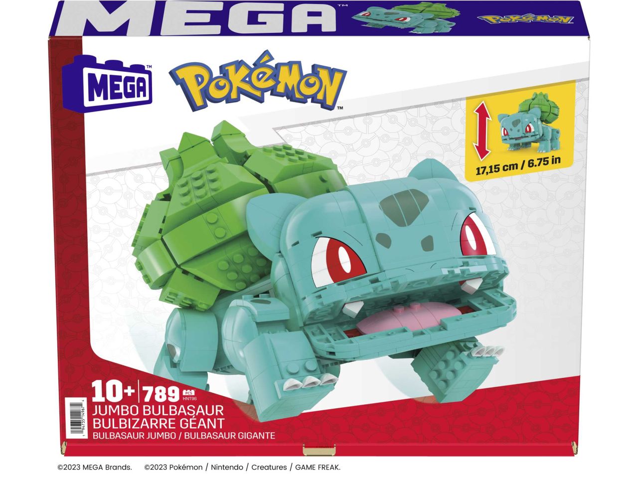 Mattel mega pokemon personaggio bulbasaur alto 17cm da costruire con 789 mattoncini
