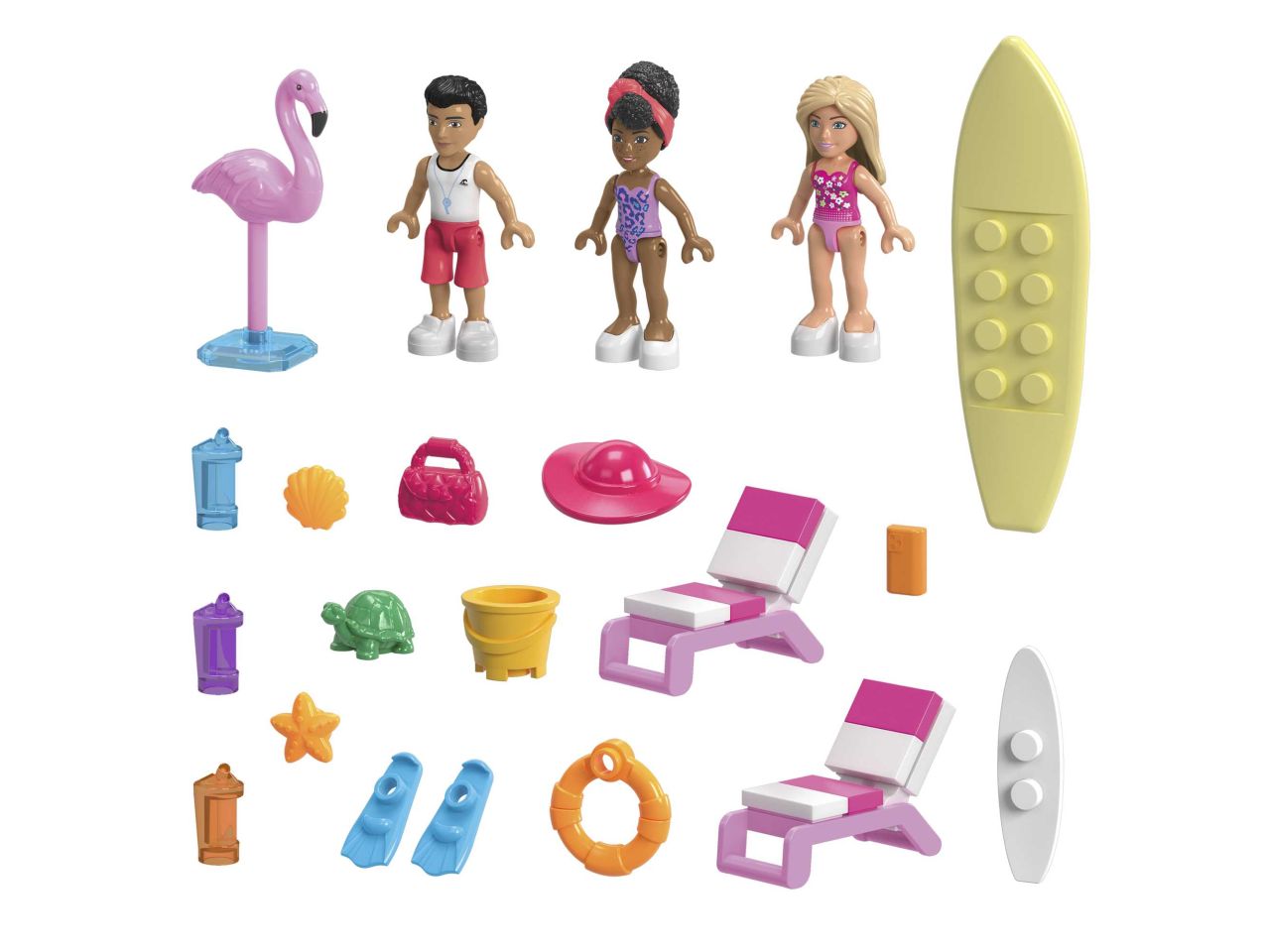 Mattel barbie mega barca dei sogni con 3 micro dolls e 2 animali inclusi da costruire con 317 mattoncini
