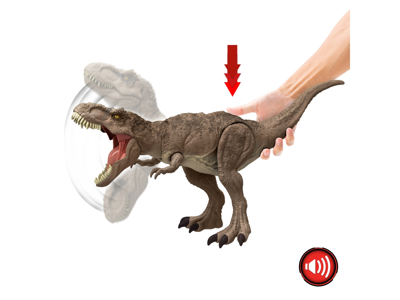 Jurassic World T-Rex Attacco Selvaggio: Action Figure Avanzata con Meccanismo di Morso e Ruggito Potenziato - Mattel