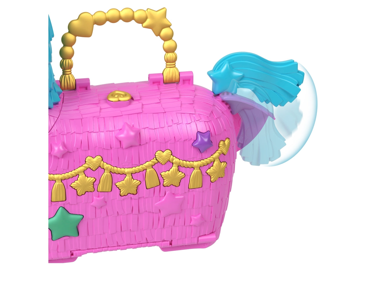 Polly Pocket - Festa Unicorno playset con 2 mini bambole e cuccioli include 25+ accessori tra cui una mini pignatta e una mongolfiera giocattolo per bambini 4+ anni HYD96 - Mattel