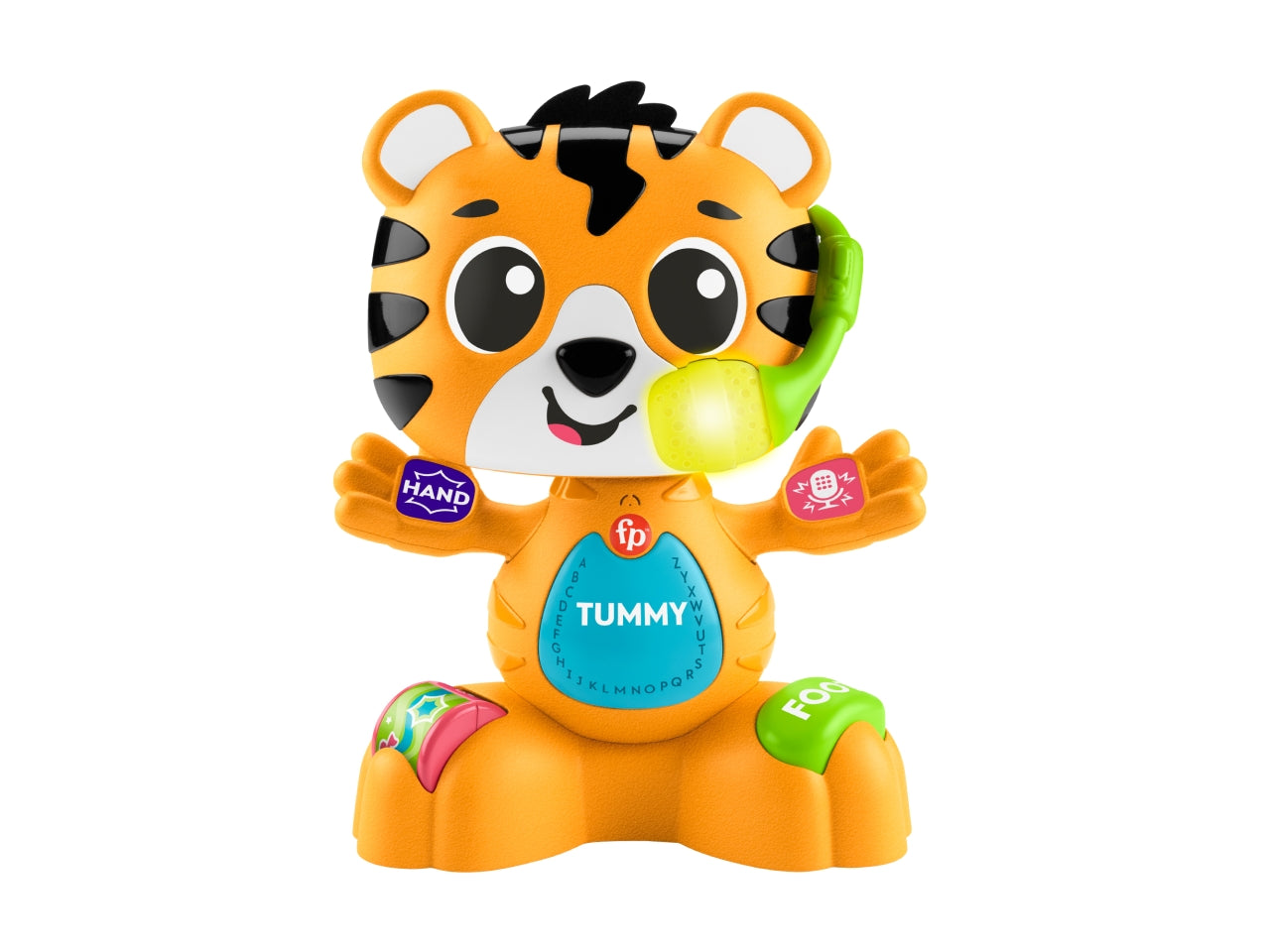Fisher-Price Animal Band - Carlotta la Tigrotta Prime Scoperte tigre interattiva per l'apprendimento con 50+ canzoni e suoni luci multicolore giocattolo per bambini 9+ mesi HYL04