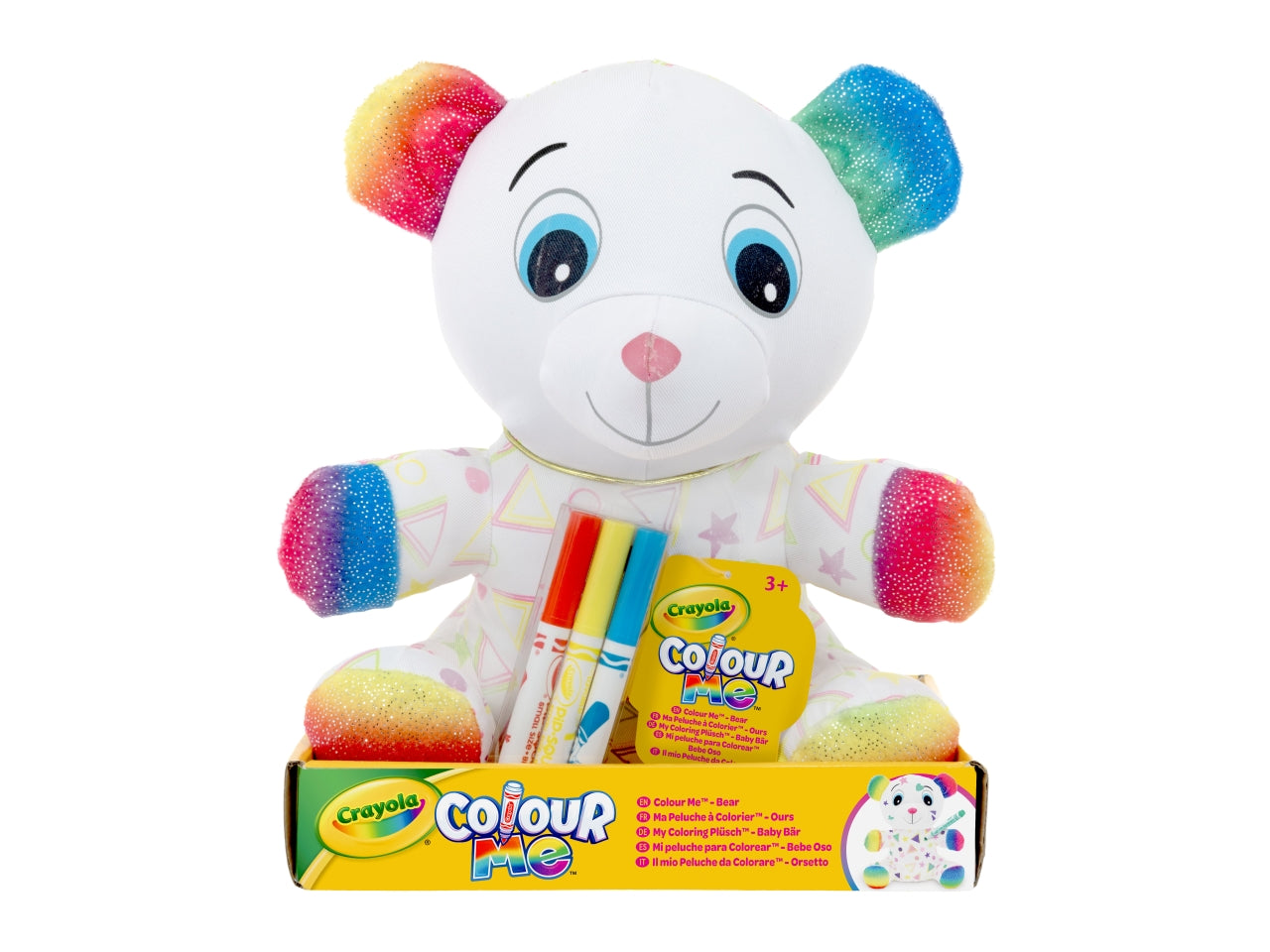 Colora il Tuo Peluche Orsetto - Set con Peluche e 3 Pennarelli Lavabili, Bianco, Età 3+, Crayola