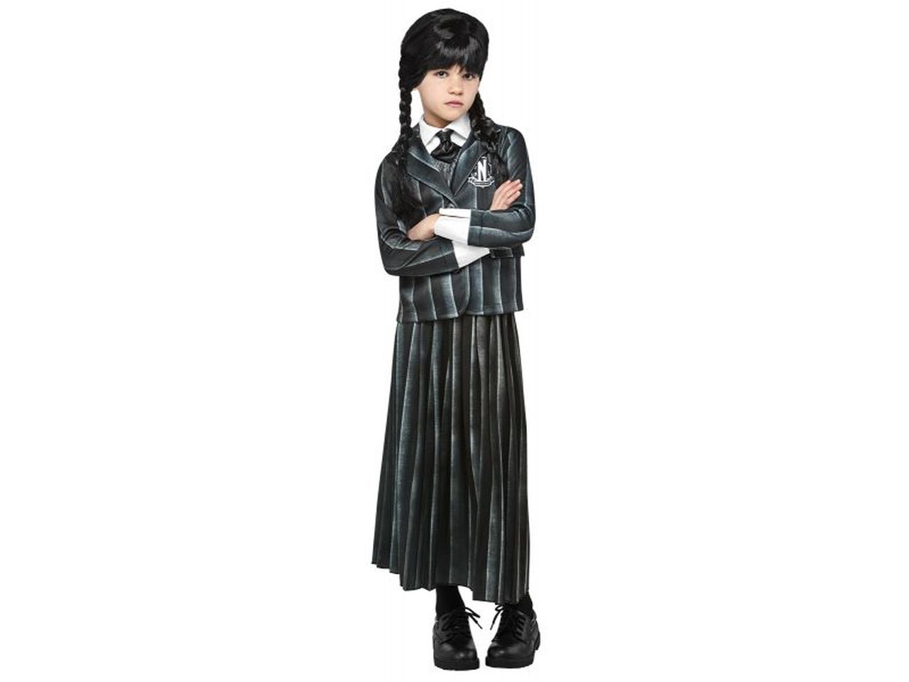 Rubies costume mercoledi' taglia l 8-10 anni - top con collo e cravatta, giacca e gonna