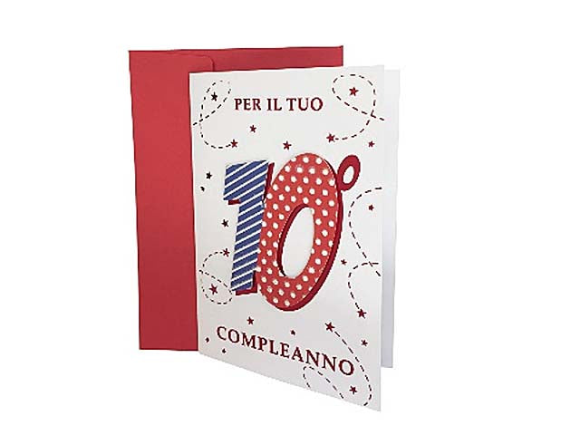 Biglietto auguri buon compleanno per 10 anni
