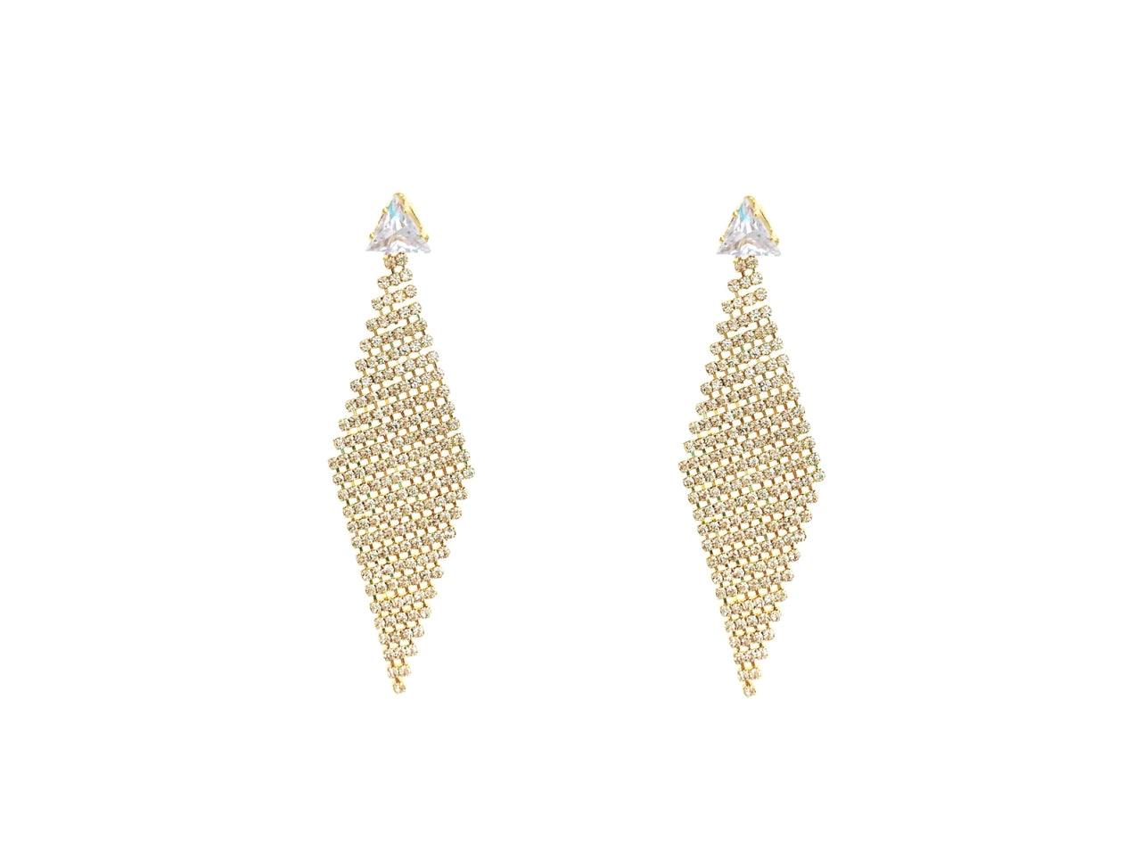 Orecchini rombi strass oro