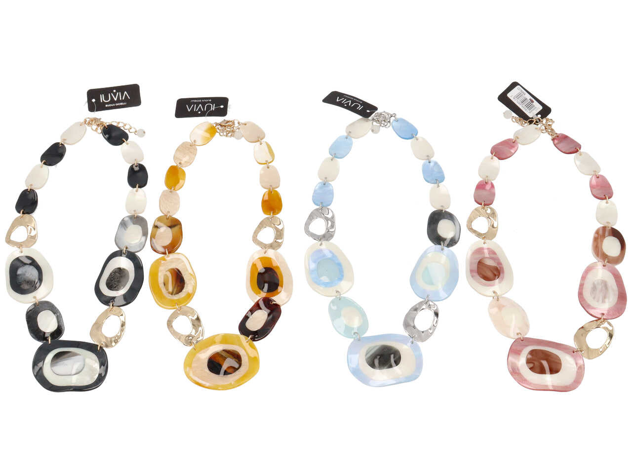 Collana corta c/ovali in resina 276058