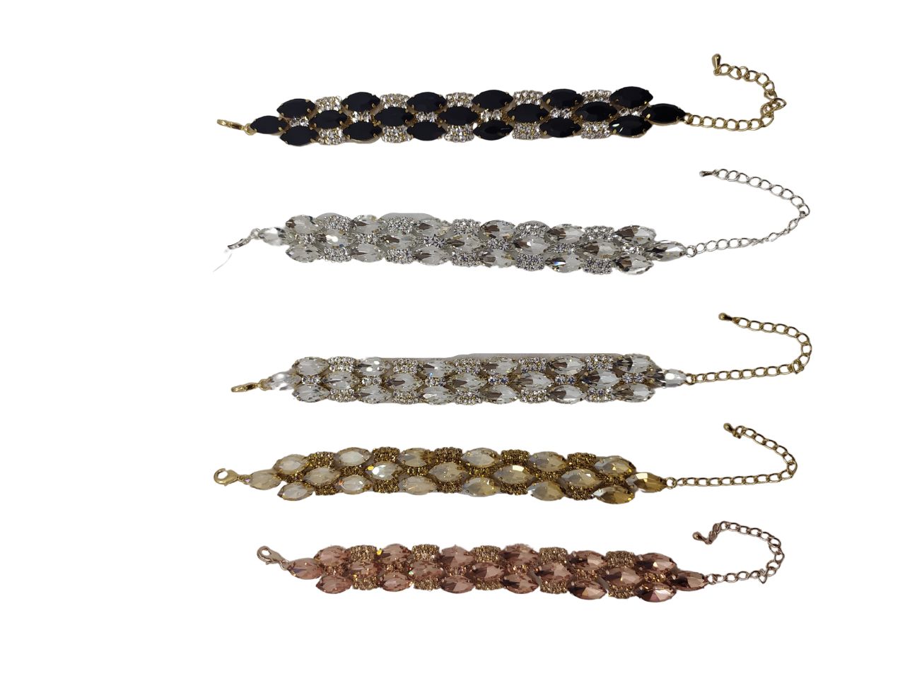 Bracciali con navette e strass