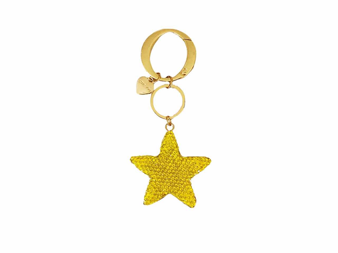 Portachiavi in metallo giallo con stella e strass