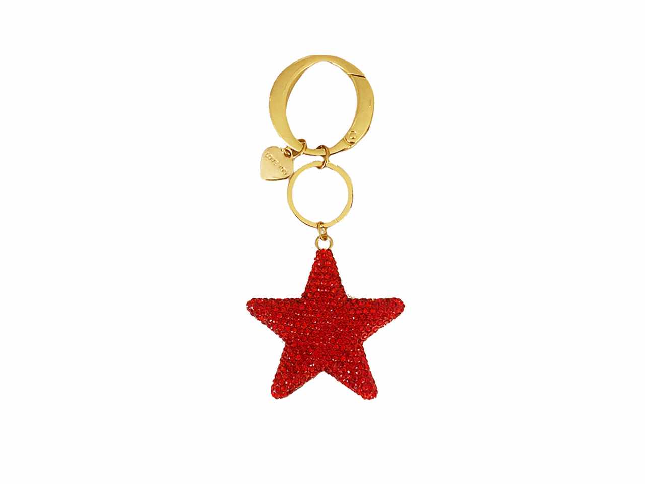 Portachiavi in metallo rosso con stella e strass
