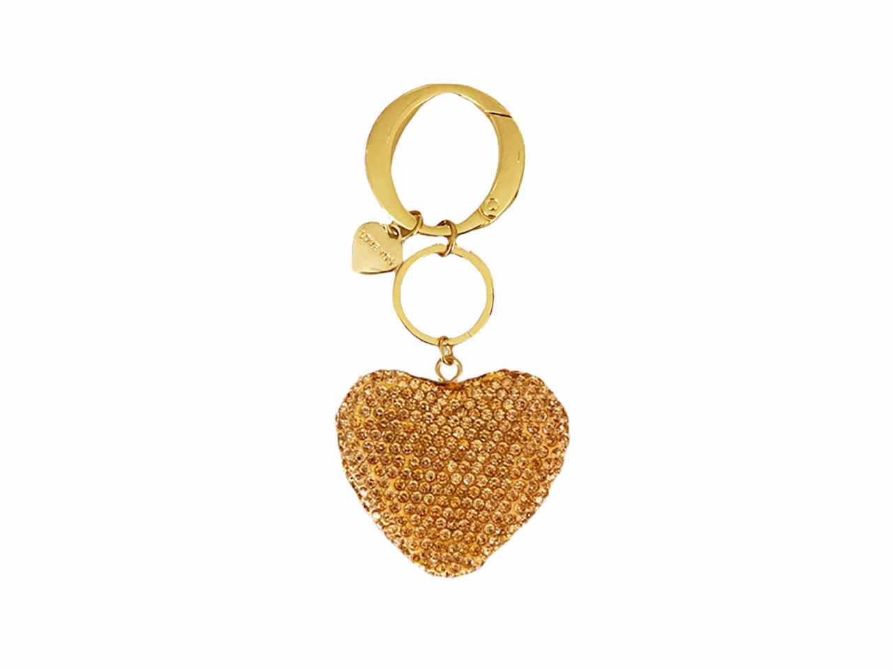 Portachiavi in metallo champagne con cuore e strass