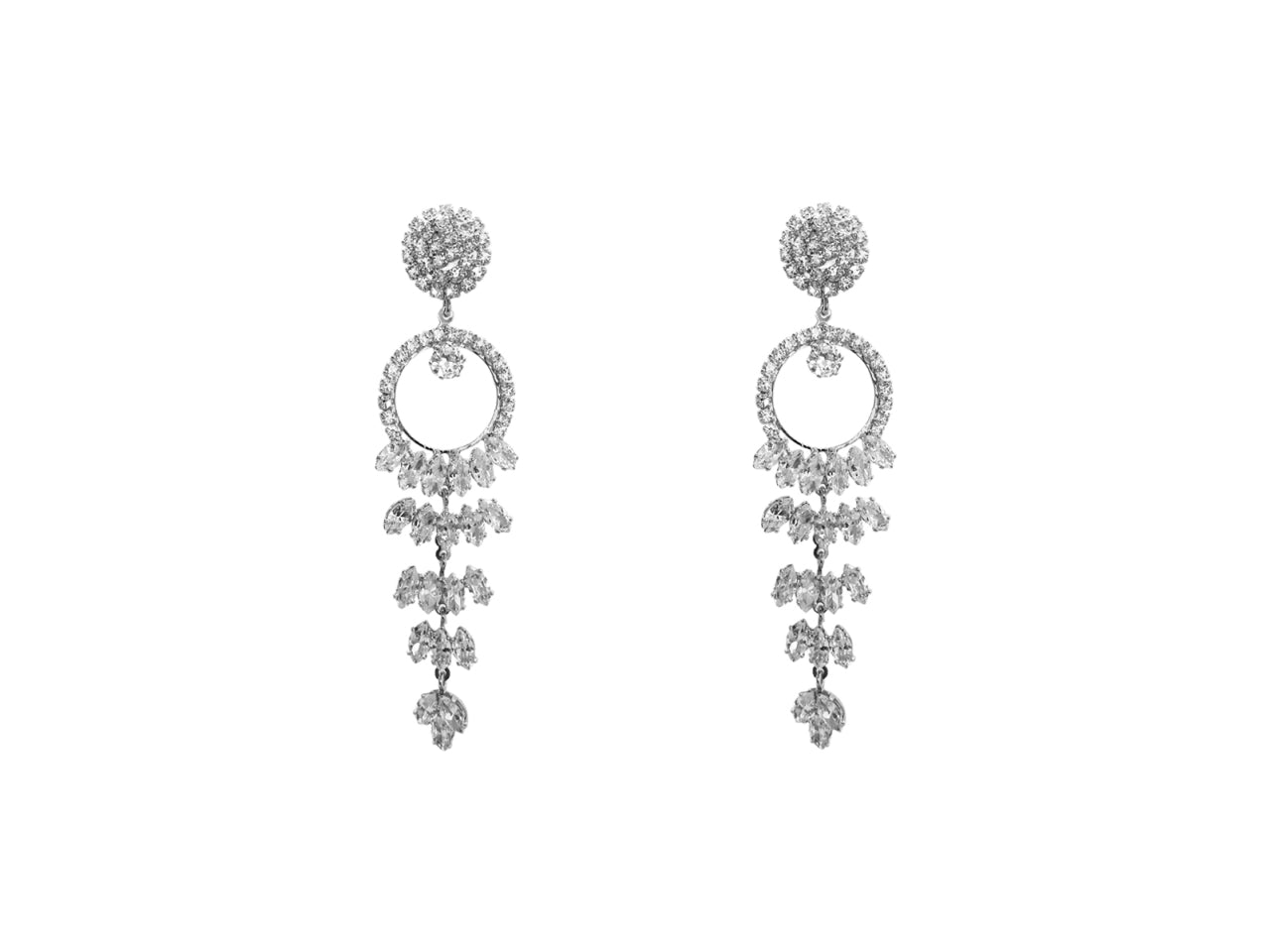 Orecchini toppa con cerchio srtass e navette crystal rodio