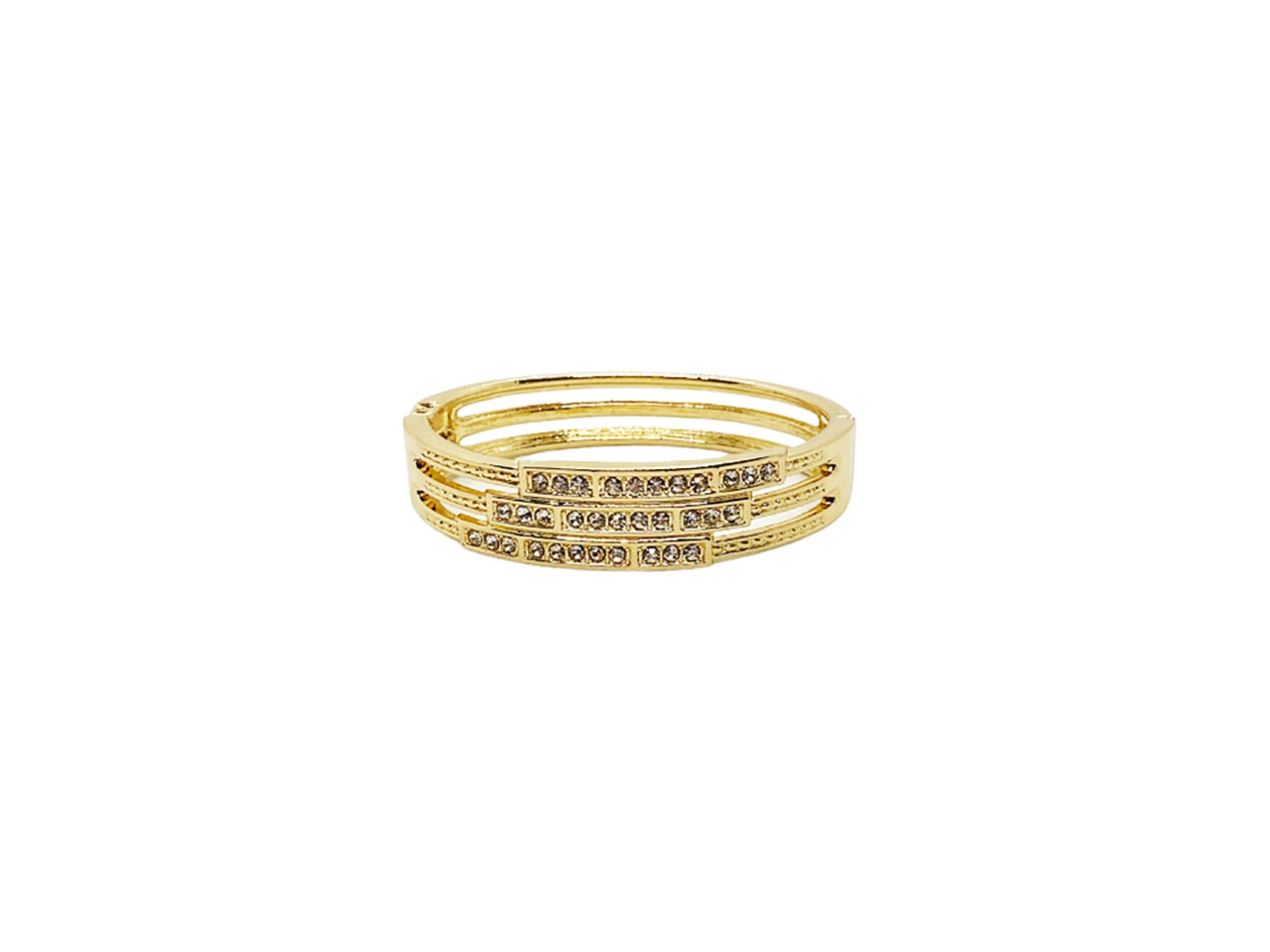 Bracciale rigido scatto tre fili strass oro