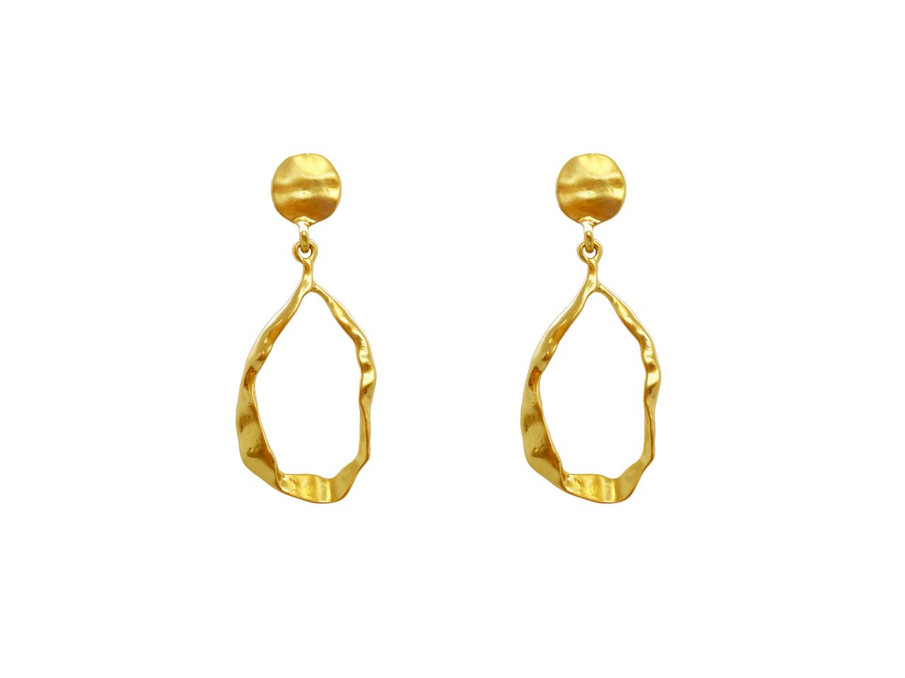Orecchini ovale asimmetrico satinato oro