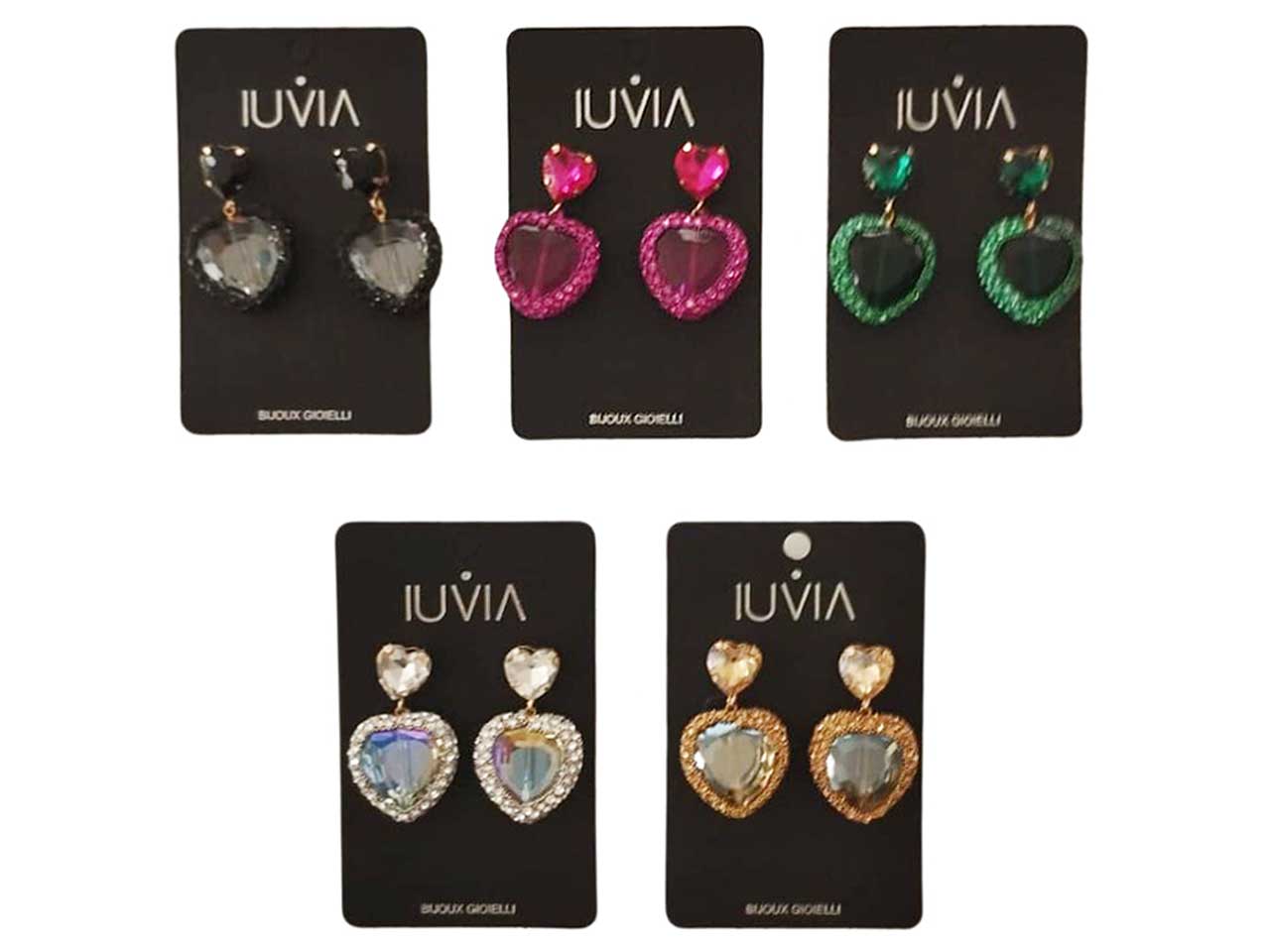 Orecchini cuore con pietre e strass