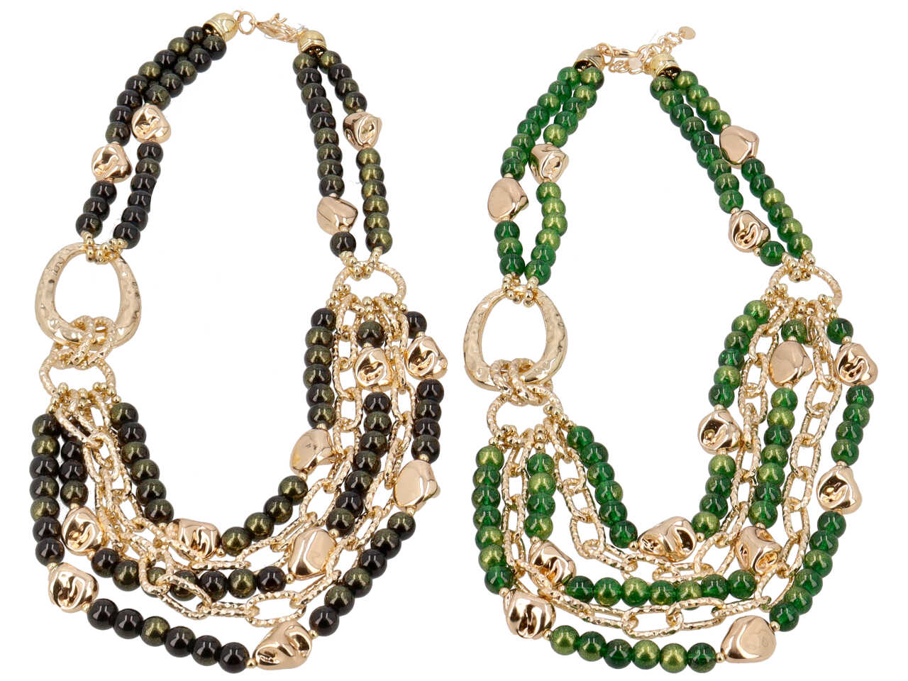 Collana corta multifilo e vetro