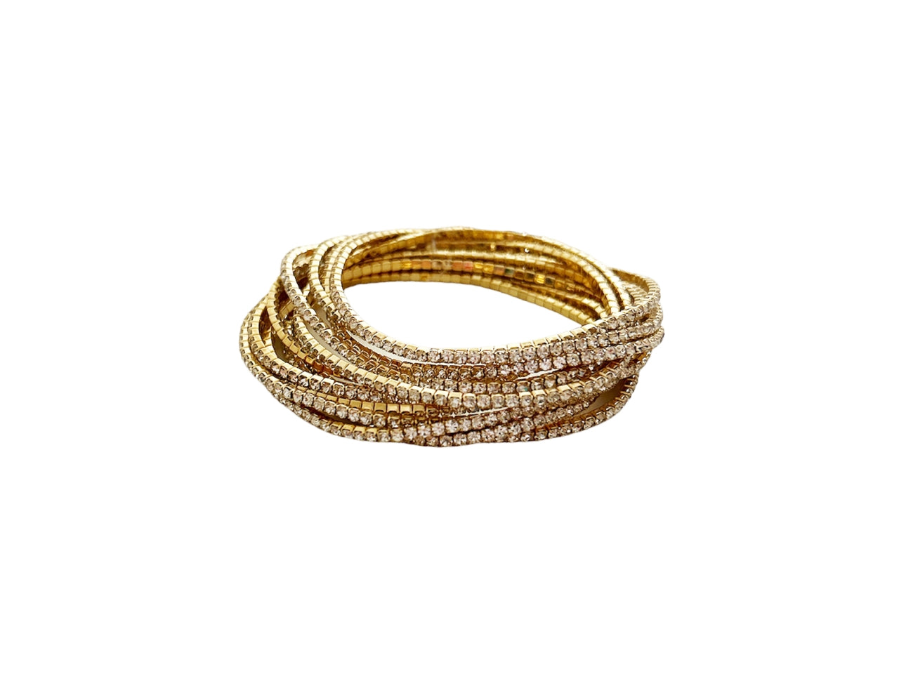Bracciale elastico con 10 fili e strass