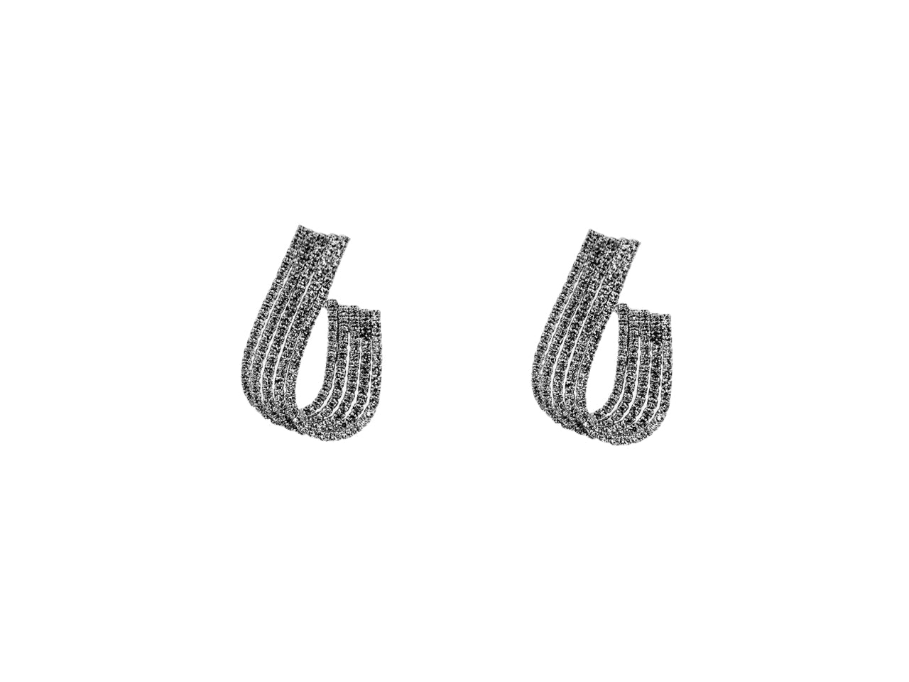 Orecchini 5 fili strass ovale