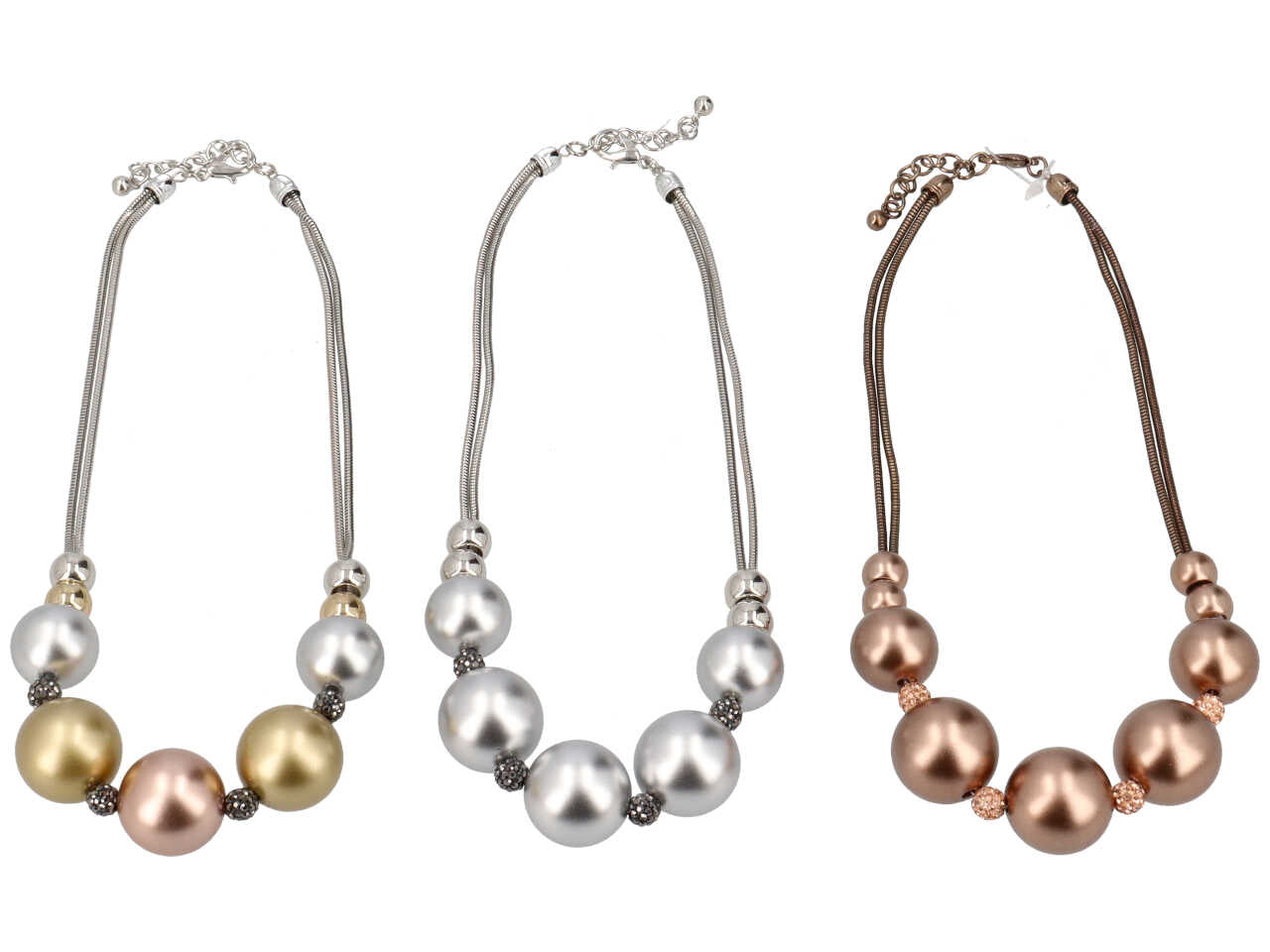 Collana corta con sfere metallo