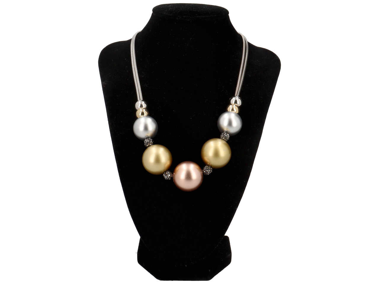 Collana corta con sfere metallo