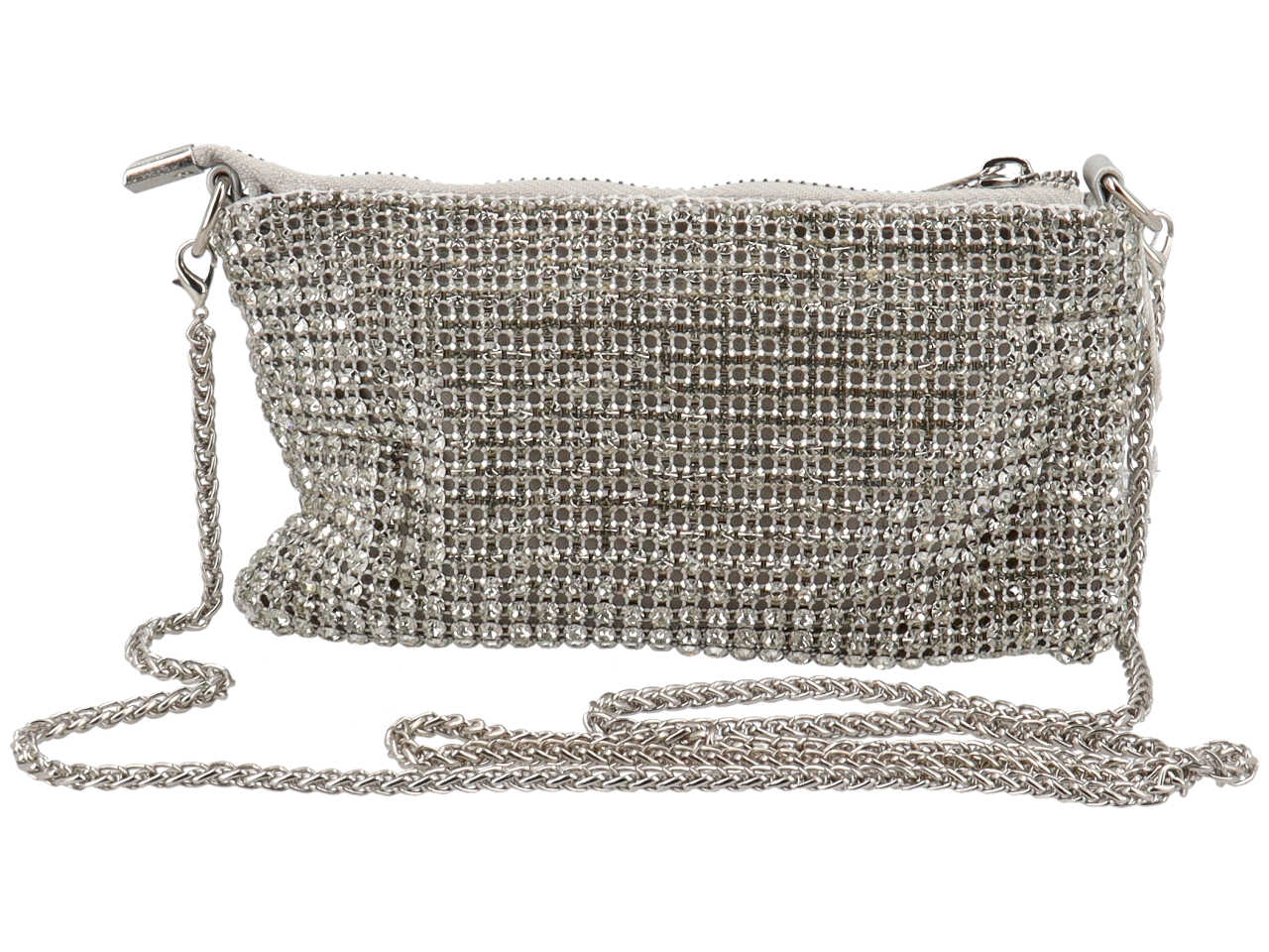 Pochette da sera in tessuto con zirconi e tracolla - disponibili in vari colori