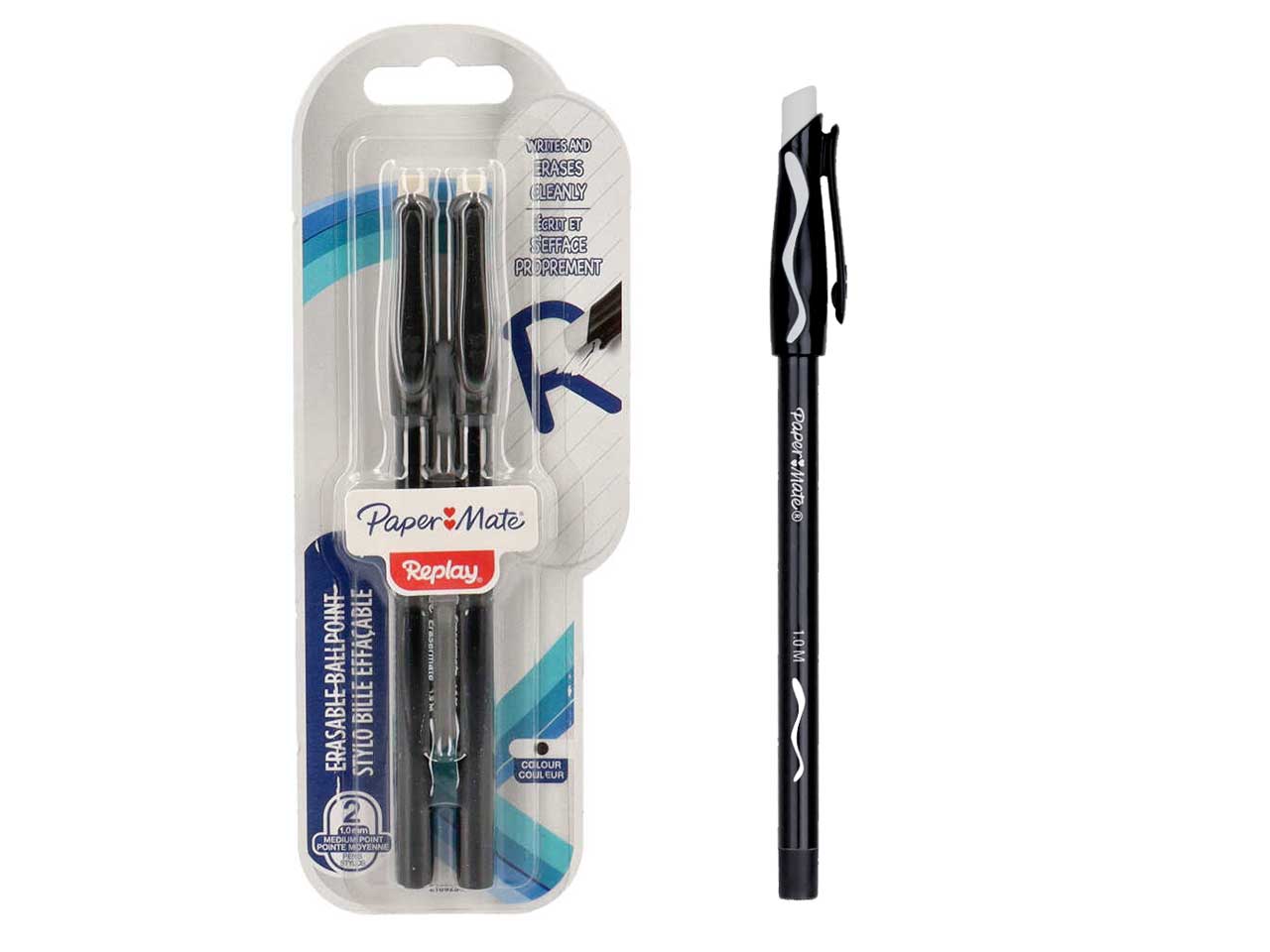 Penne replay cancellabili colore nero confezione da 2 pezzi
