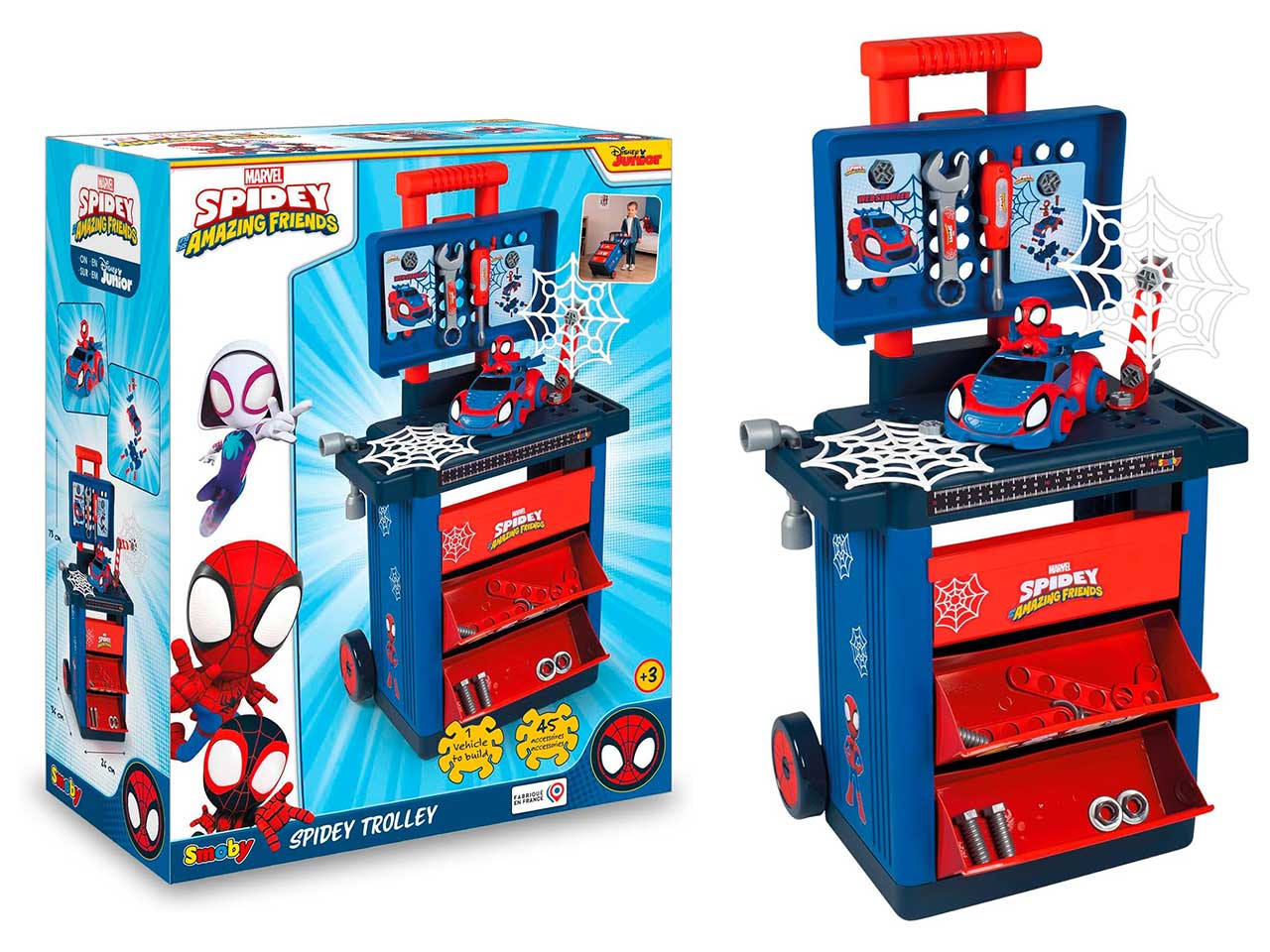 Spidey workshop cart carrello del fai da te con auto da costruire