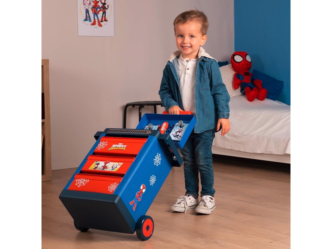 Spidey workshop cart carrello del fai da te con auto da costruire