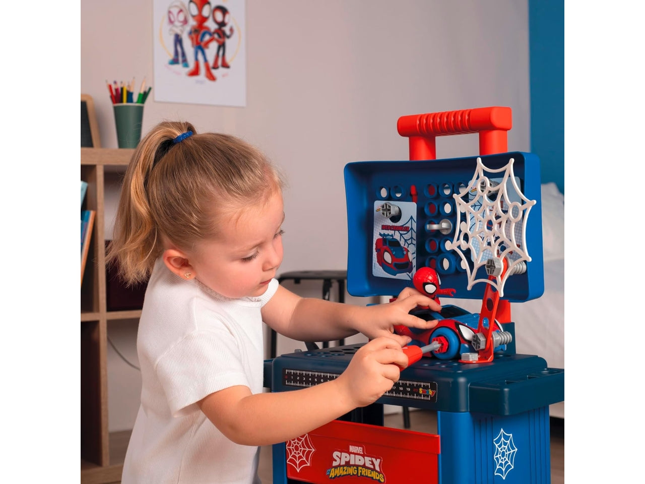 Spidey workshop cart carrello del fai da te con auto da costruire