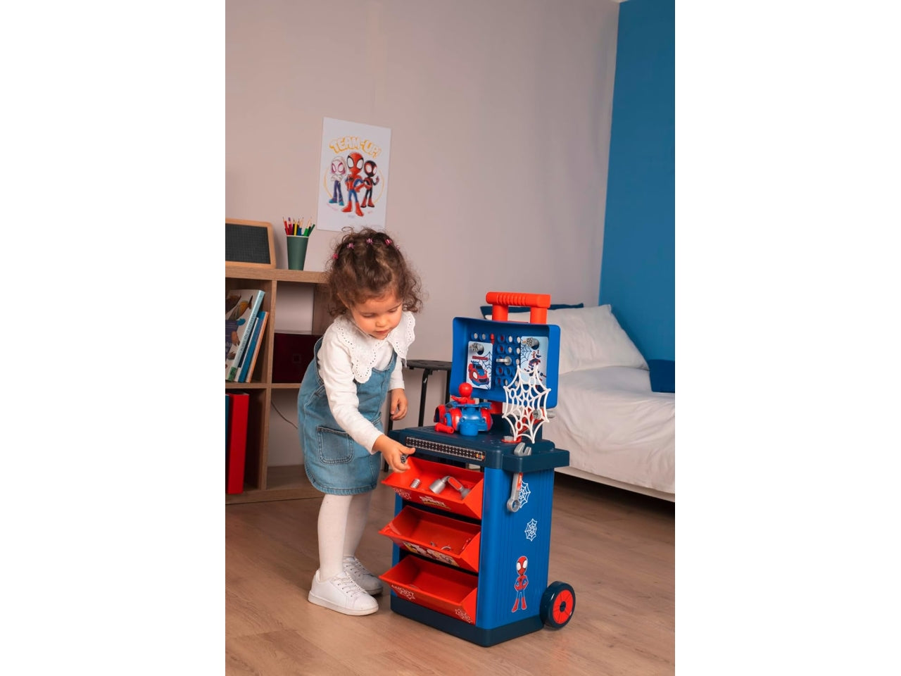 Spidey workshop cart carrello del fai da te con auto da costruire