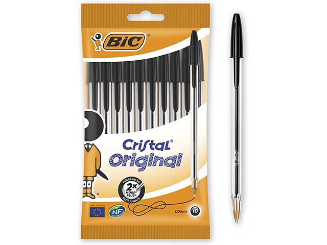 Penna a sfera bic cristal original, tratto di scrittura medio nera 1,0 mm