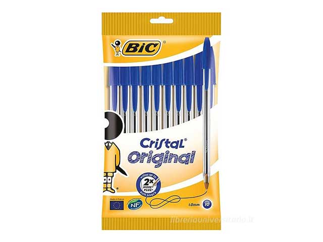Penna a sfera bic cristal original, tratto di scrittura medio blu 1,0 mm