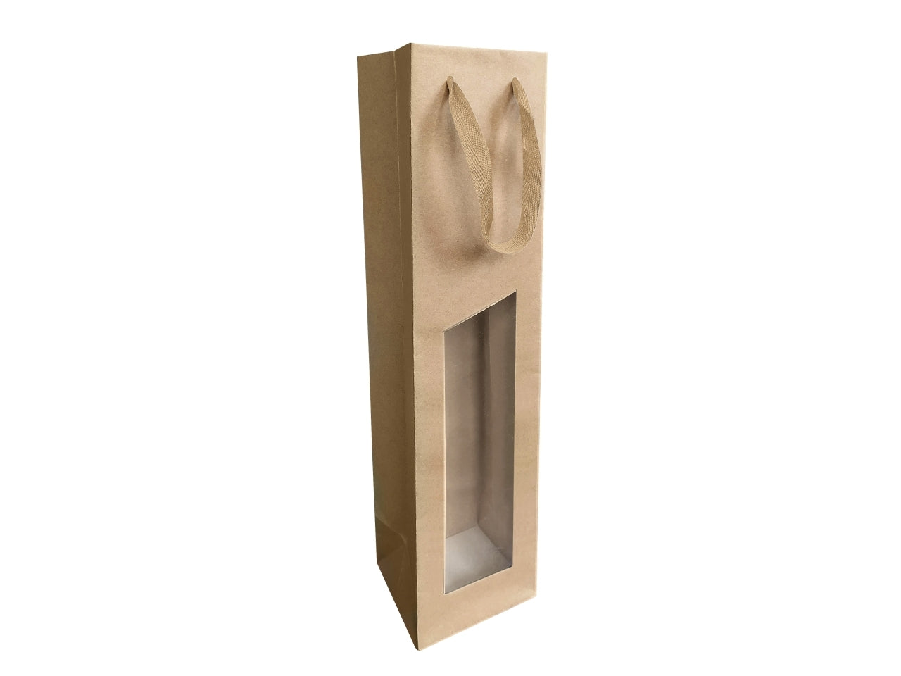 Busta portabottiglie per 1 bottiglia, confezione da 10, carta kraft avana 9,1x9,5x38,5 cm - Crèastyl