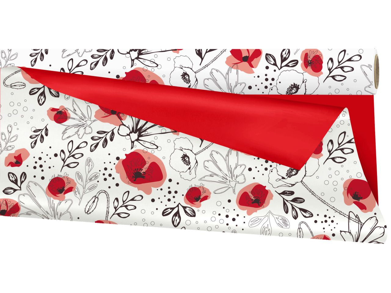 Bobina duomat colore fantasia floreale e rosso misura 25x0,79m