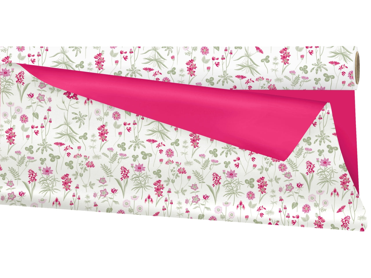 Rotolo carta regalo doubleface fucsia floreale in polipropilene 0,99x25m  Clayrton's