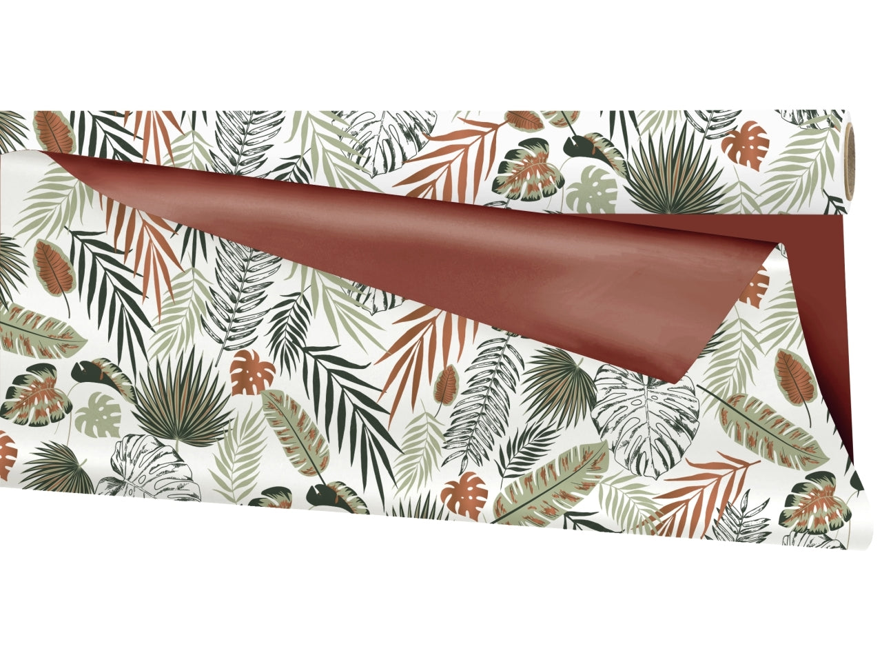 Rotolo carta regalo tropical multicolor e marrone double face in plastica 0,99x25 m - Clayrton's