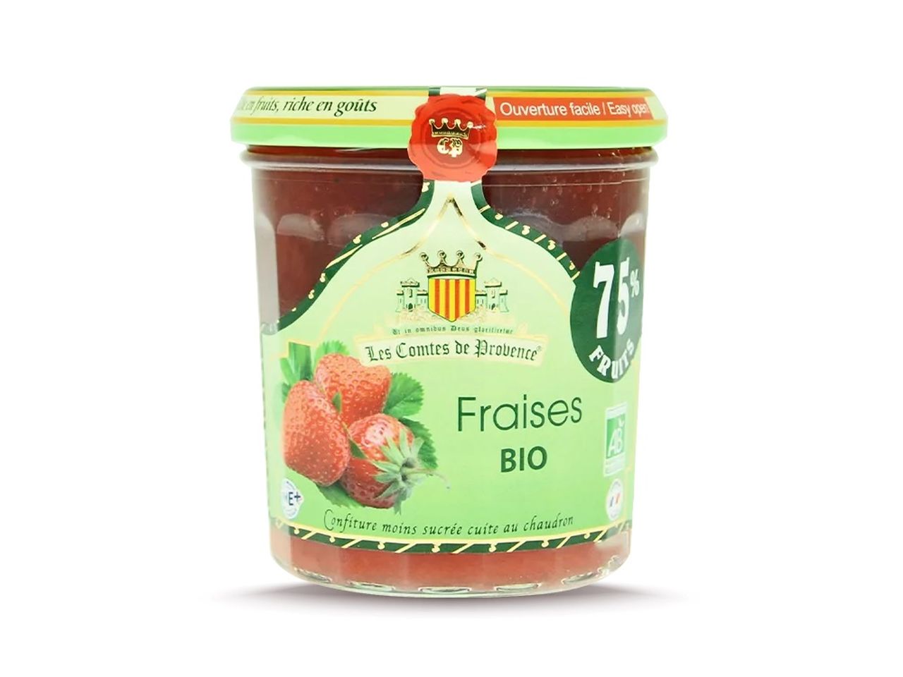 Confettura bio fragola 75% frutta 350gr les comtes de provence