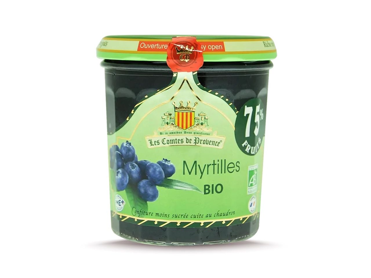 Confettura bio mirtilli 75% frutta 350gr les comtes de provence