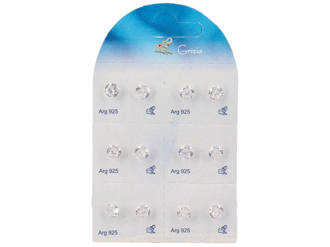 Orecchini con zircone bianco 6mm in argento 925 - la confezione contiene 12  orecchini